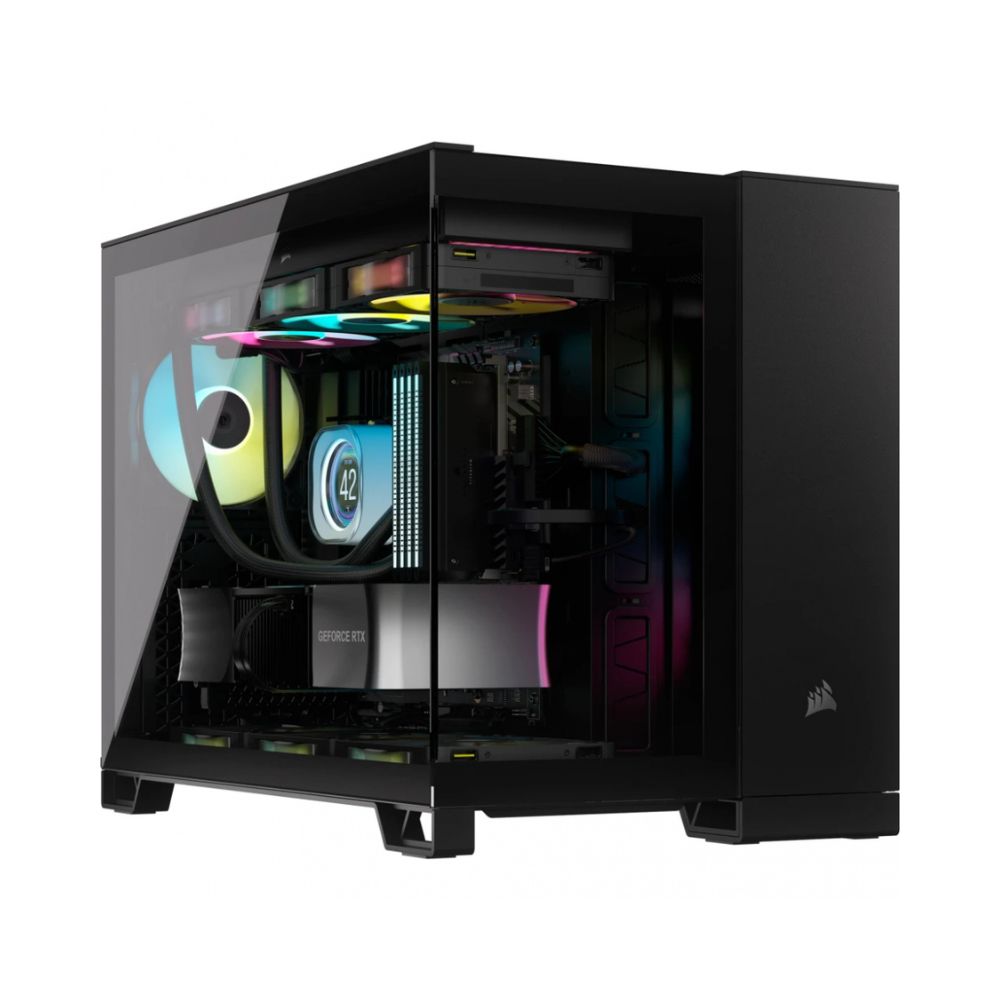 Gabinete Corsair iCUE LINK 2500X RGB, Micro-Tower, Micro-ATX/Mini-ITX, USB 3.0, sin Fuente, 2 Ventiladores Instalados, Negro