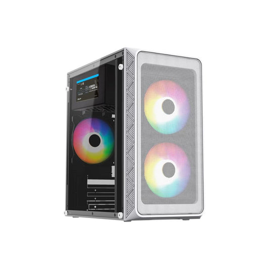Gabinete Acteck Doom Pro Mesh GI730M, Mini-Tower, Micro-ATX/Mini-ITX, USB 2.0/3.0, con Fuente de 600W, 3 Ventiladores Instalados, Blanco