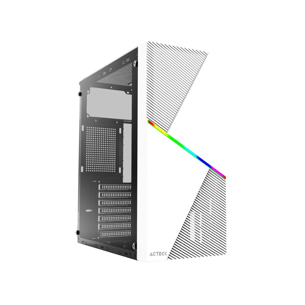 Gabinete Acteck Draco GM450, Midi-Tower, ATX/Micro-ATX/Mini-ITX, USB 2.0, con Fuente de 500W, sin Ventiladores Instalados, Blanco