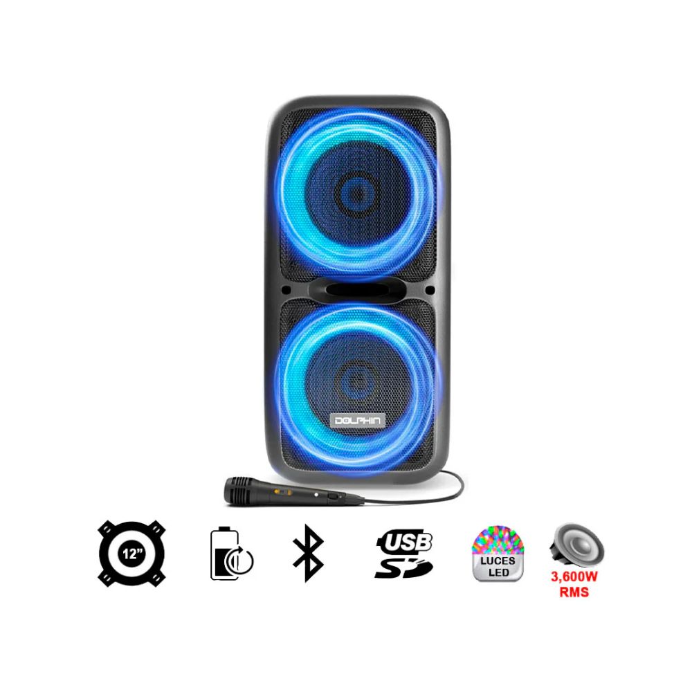 Bafle Dolphin 2x12 Pulgadas | Bluetooth | 3600W | Recargable