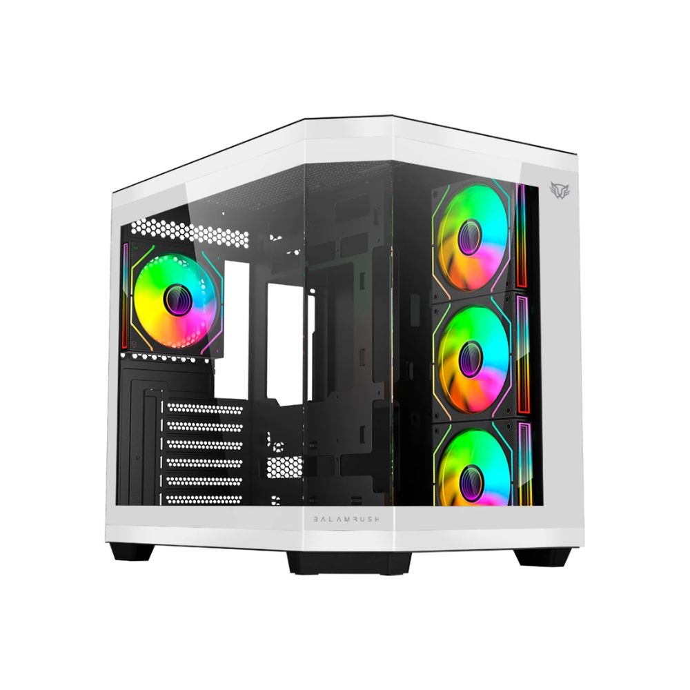 Gabinete Balam Rush Tank Super 9600 TB, Midi-Tower, ATX/Micro-ATX/Mini-ITX, USB 2.0/3.0, sin Fuente, 4 Ventiladores Instalados, Negro/Blanco