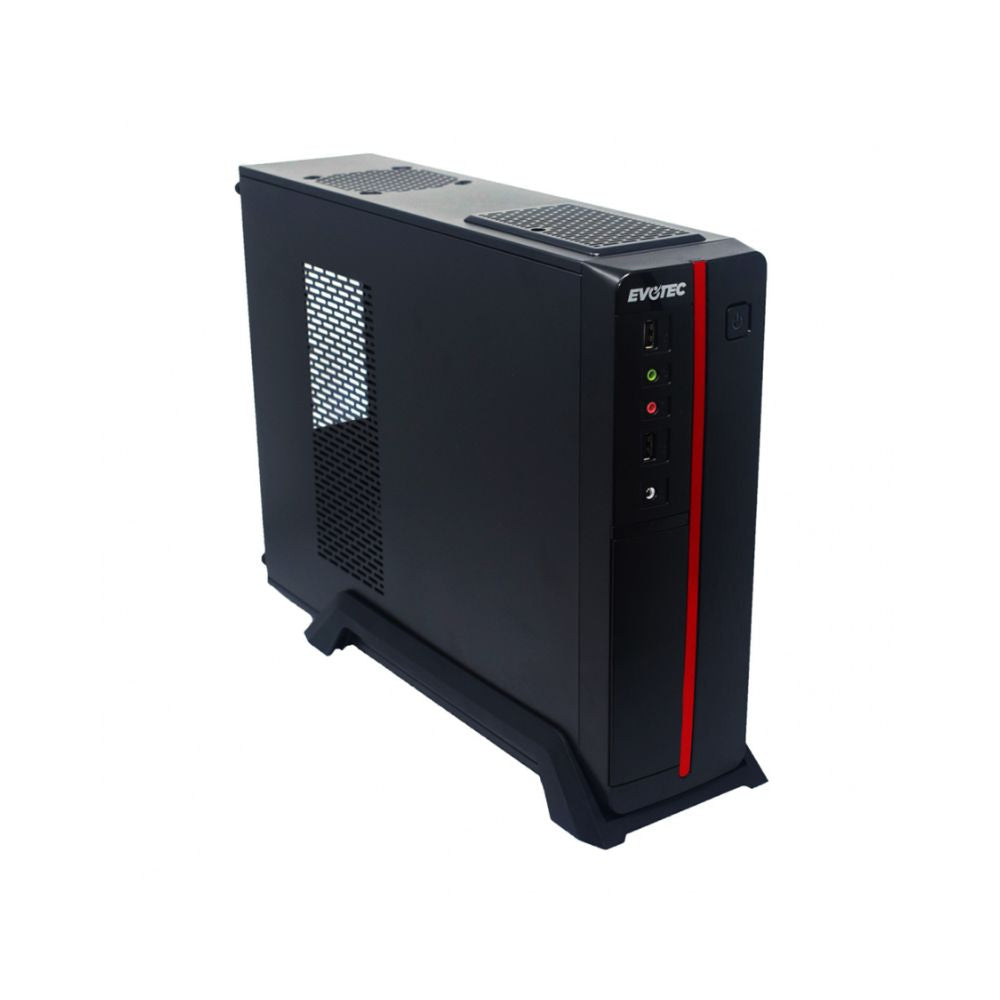 Gabinete Evotec EV-1011, Micro-Tower, Micro-ATX, USB 2.0, con Fuente de 600W, sin Ventiladores, Negro