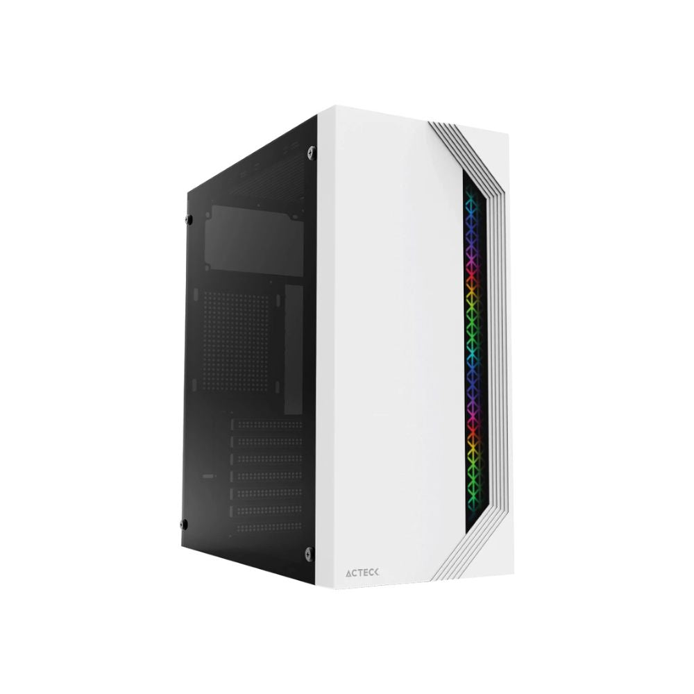 Gabinete Acteck Viken GM434, Midi-Tower, ATX/Micro-ATX/Mini-ITX, USB 2.0, con Fuente de 500W, sin Ventiladores Instalados, Negro/Blanco