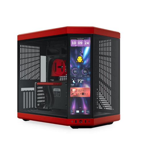 Gabinete HYTE Y70 Touch Infinite CS-HYTE-Y70TTI-RB, Black Cherry, Media Torre, Pantalla LCD Touch 14.9", Cable Riser PCIe 4.0 Incluido, USB Tipo-C, Sin Fuente