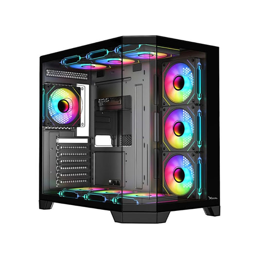 Gabinete XZEAL X-TRON XZGAXT1B, Negro, Cristal + Metal, Micro ATX, 4 Ventiladores ARGB, USB 3.0, Sin Fuente