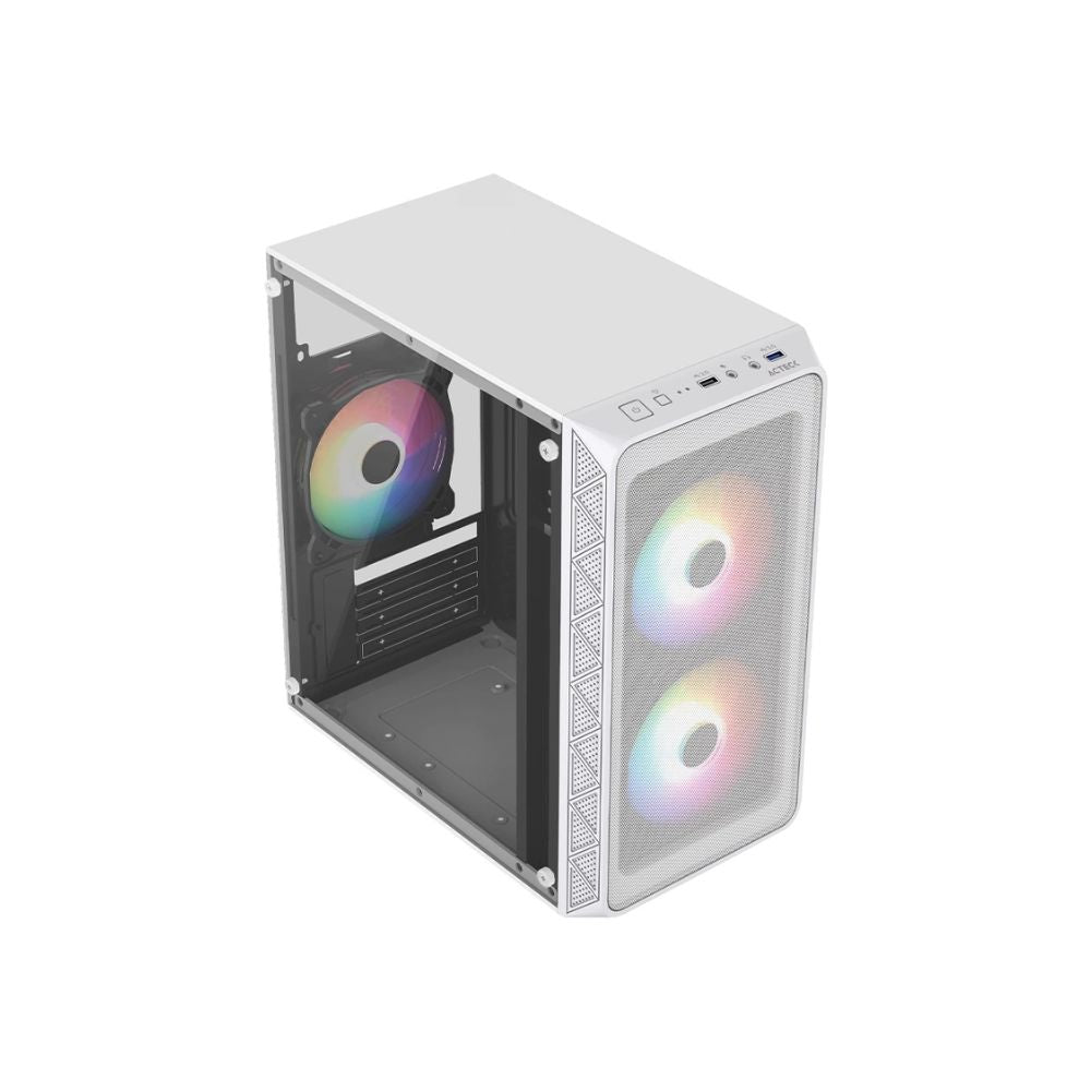 Gabinete Acteck Doom Pro Mesh GI730M, Mini-Tower, Micro-ATX/Mini-ITX, USB 2.0/3.0, con Fuente de 600W, 3 Ventiladores Instalados, Blanco