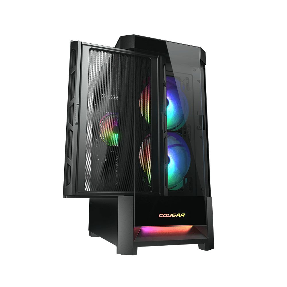 Gabinete Cougar Duoface RGB, Midi-Tower, ATX/CEB/EATX/Micro-ATX/Mini-ITX, USB 2.0/3.0, sin Fuente, 3 Ventiladores Instalados, Negro