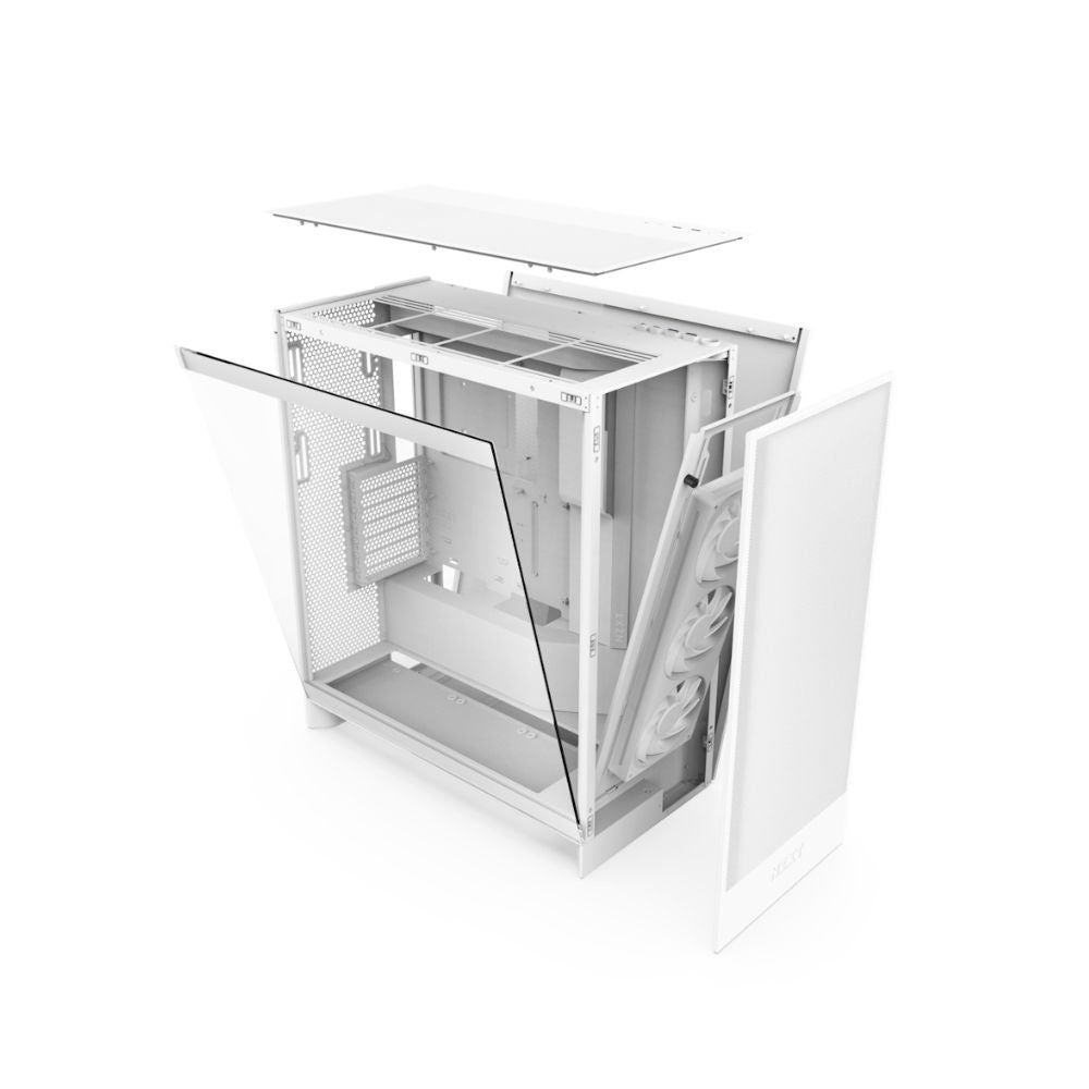 Gabinete NZXT H7 FLOW RGB, Blanco, Cristal Templado, Media Torre, 3 Ventiladores RGB, ATX, Sin Fuente