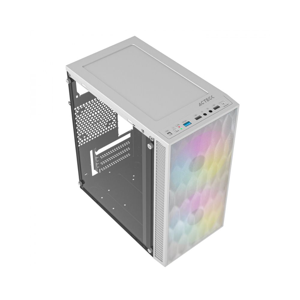Gabinete Acteck Fuji GC470, Mini-Tower, Micro-ATX/Mini-ITX, USB 2.0/3.0, con Fuente de 500W, 2 Ventiladores Instalados, Blanco