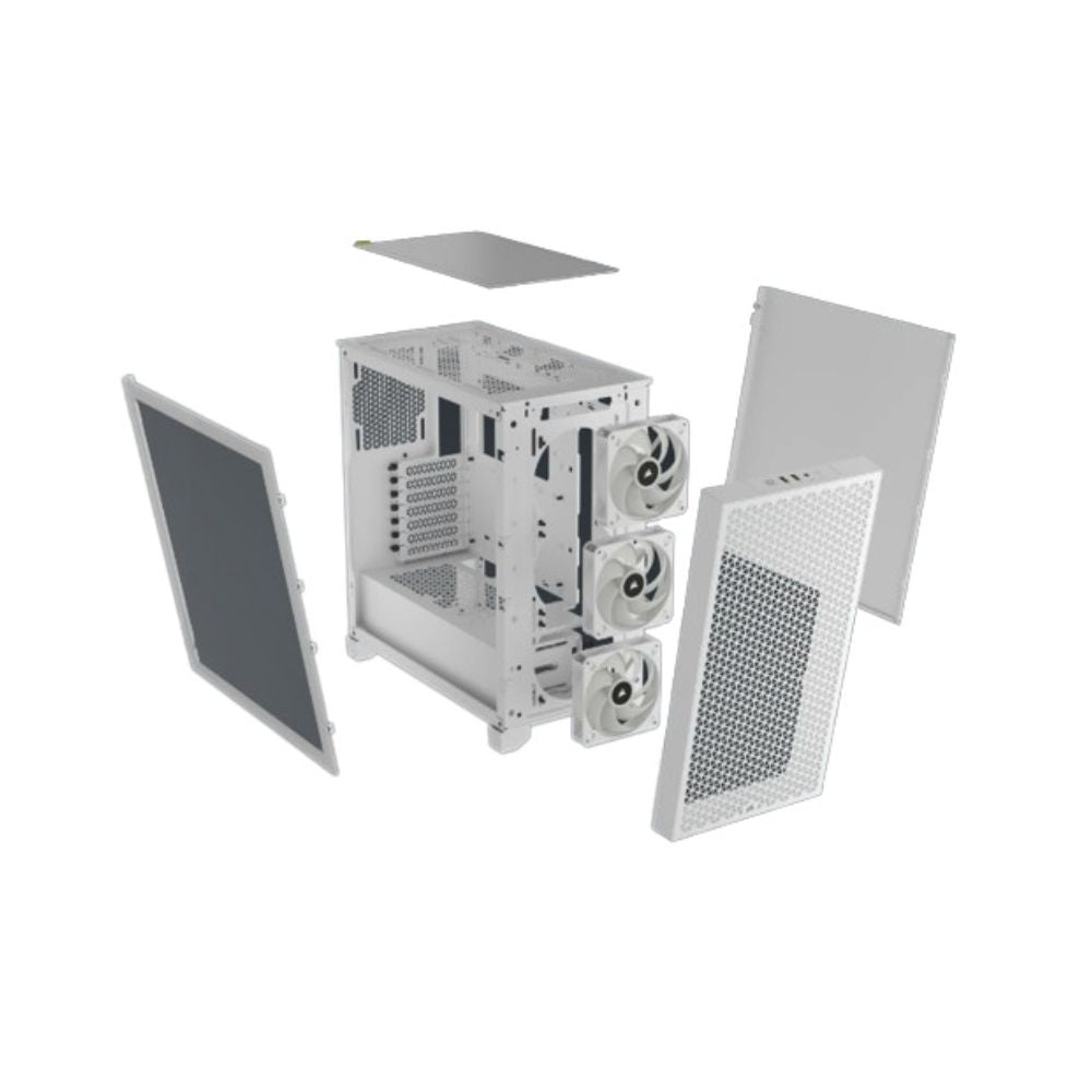 Gabinete Corsair 3000D RGB AIRFLOW, Midi-Tower, ATX/Micro-ATX/Mini-ITX, USB 3.0, sin Fuente, 3 Ventiladores Instalados, Blanco