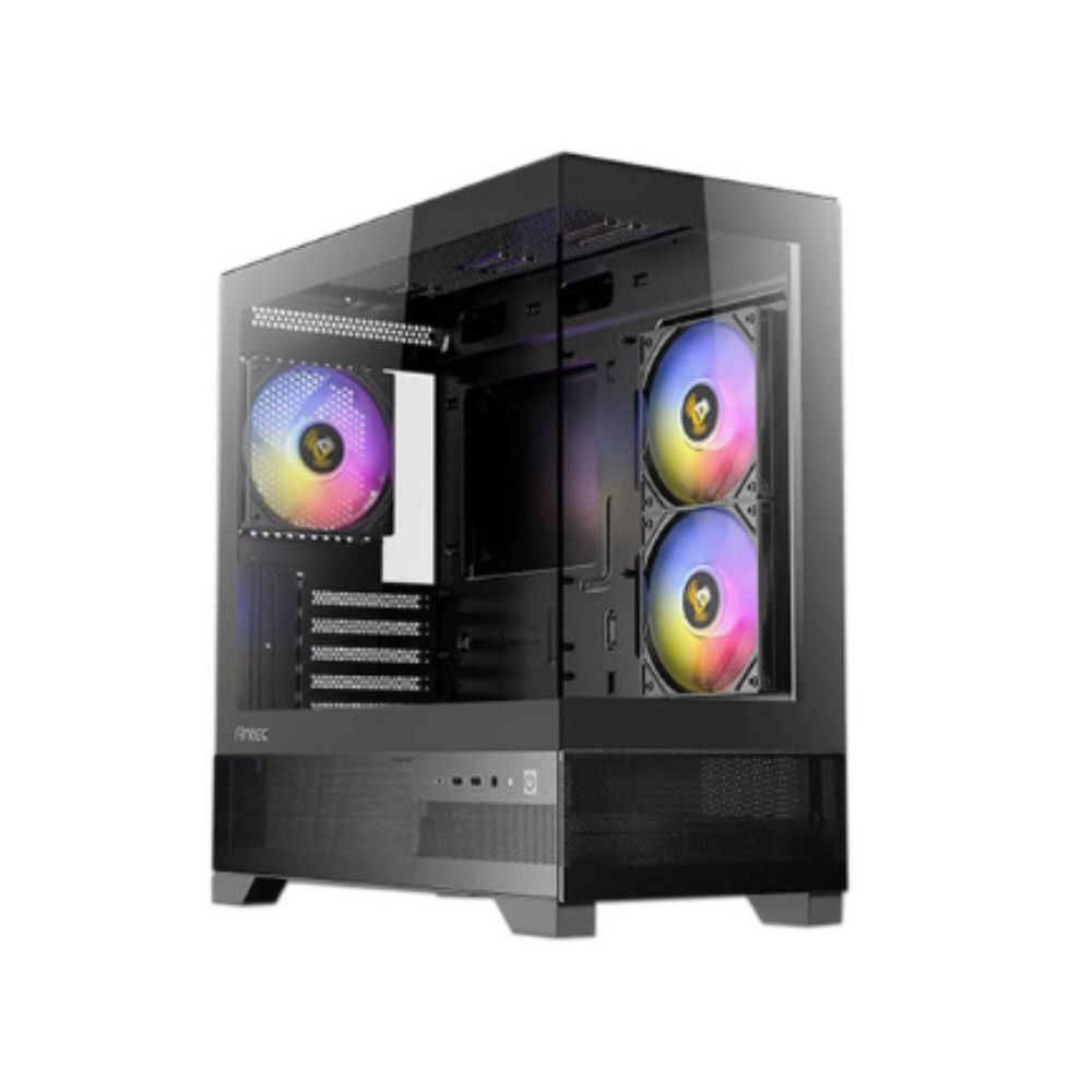 Gabinete ANTEC CX500M ARGB, Negro, Cristal Templado, Mini Torre, Micro-ATX, 3 Ventiladores ARGB, USB-C, Sin Fuente