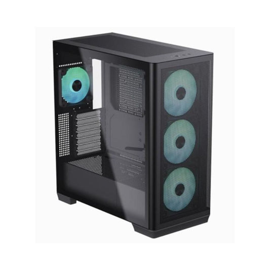 Gabinete Apnx 4711099474301, Midi-Tower, ATX/Micro-ATX, USB 3.0, sin Fuente, 4 Ventiladores Instalados, Negro