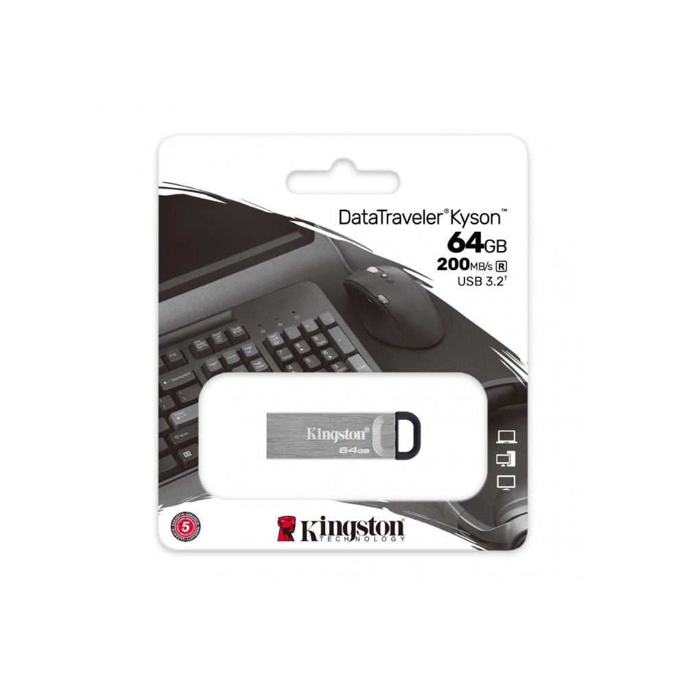 Memoria USB Kingston DataTraveler Kyson 64GB Plata | USB-A 3.2 Gen 1 | 200MB/s