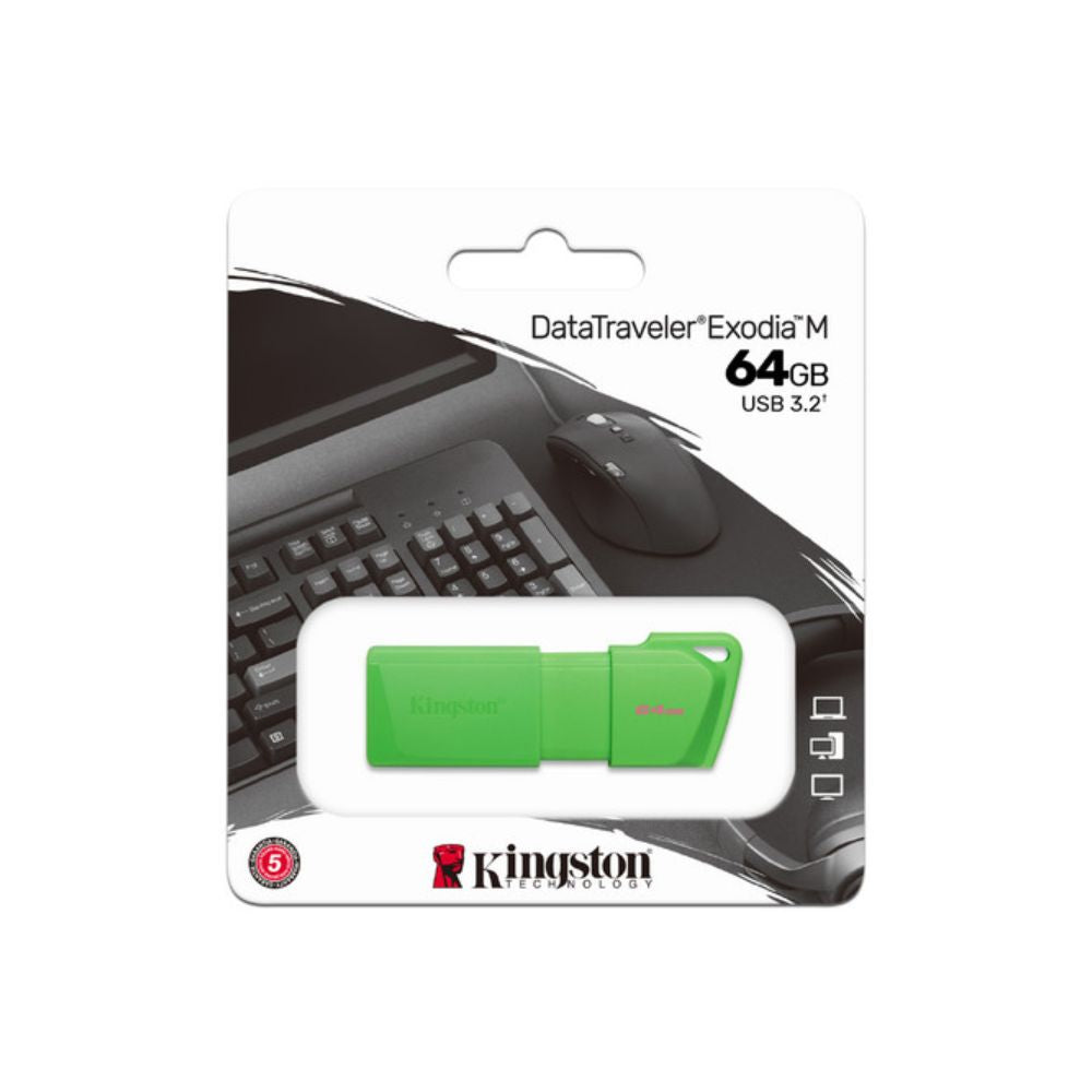Memoria USB Kingston DataTraveler Exodia M 64GB Verde | USB-A 3.2 | Diseño con tapa móvil