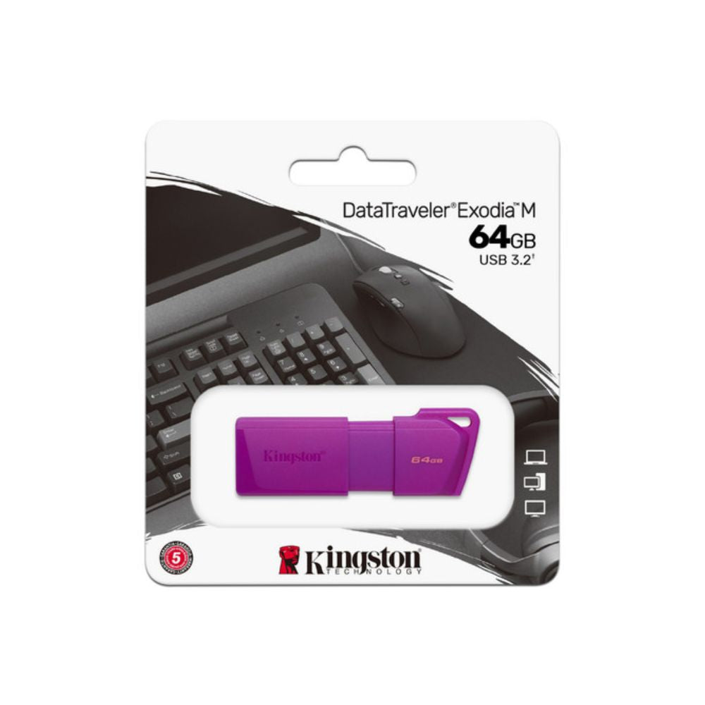 Memoria USB Kingston DataTraveler Exodia M 64GB USB 3.2 KC-U2L64-7LP | Diseño con tapa móvil