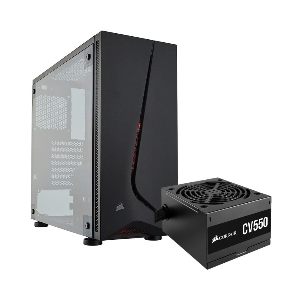 Gabinete Corsair Carbide Series SPEC-05 Ventana LED Rojo Midi-Tower ATX USB 3.0 Fuente 550W 1 Ventilador Negro