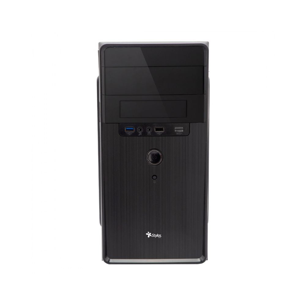 Gabinete Stylos Gabinete Mini, Mini-Tower, Micro-ATX/Mini-ITX, USB 3.0, con Fuente de 500W, sin Ventiladores Instalados, Negro/Rojo