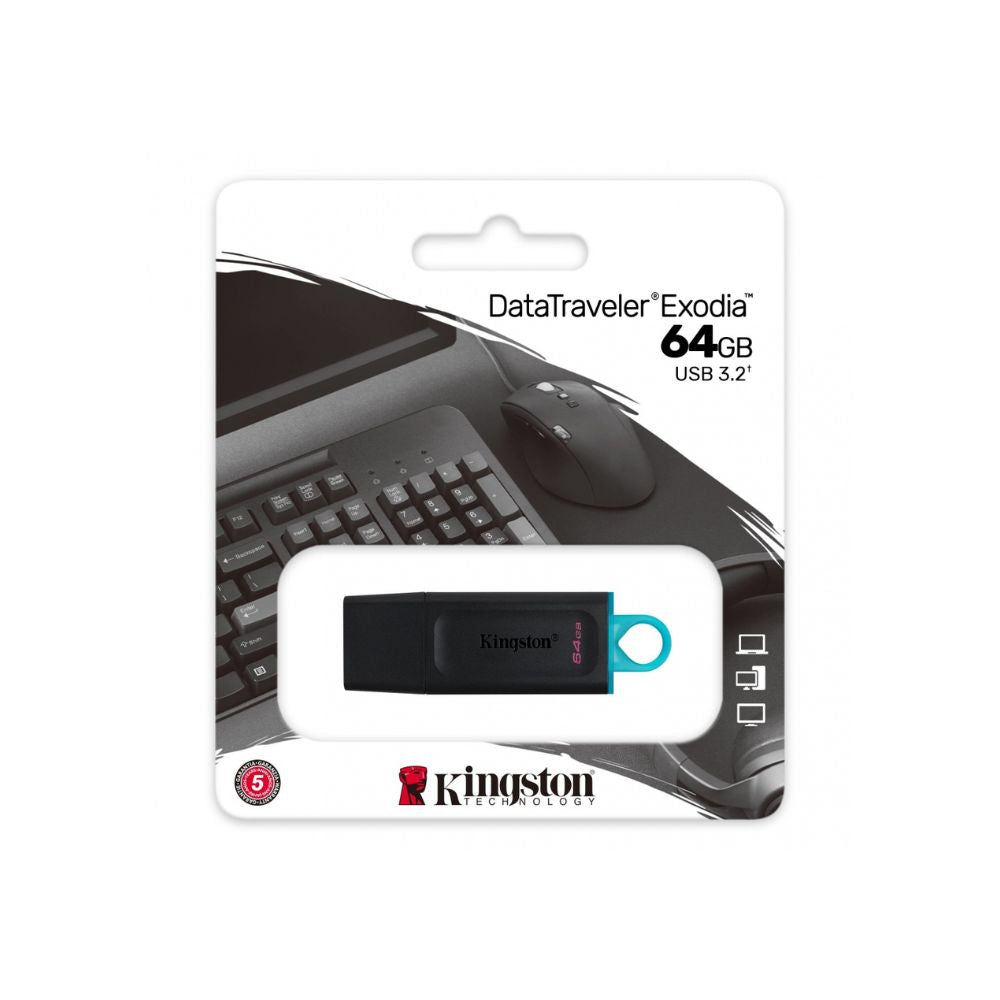 Memoria USB Kingston DataTraveler Exodia 64GB Negro | USB-A 3.0 | Alto Rendimiento