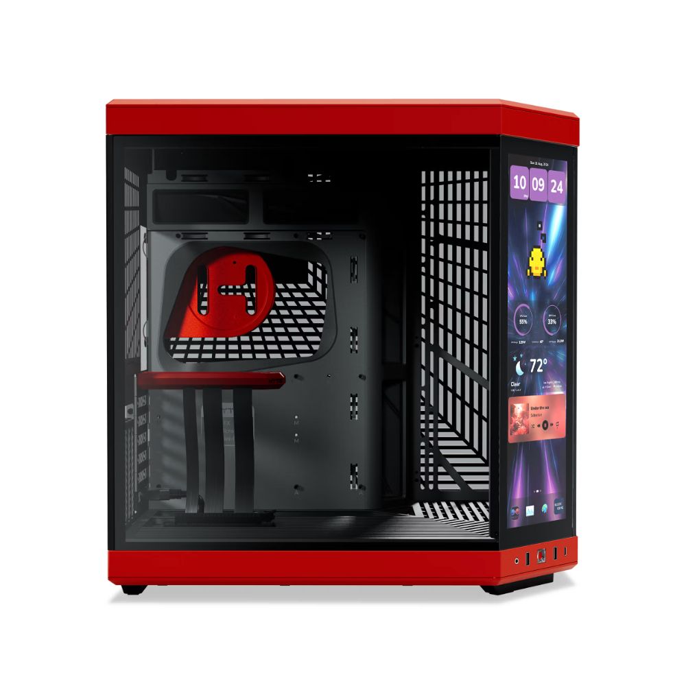 Gabinete HYTE Y70 Touch Infinite CS-HYTE-Y70TTI-RB, Black Cherry, Media Torre, Pantalla LCD Touch 14.9", Cable Riser PCIe 4.0 Incluido, USB Tipo-C, Sin Fuente