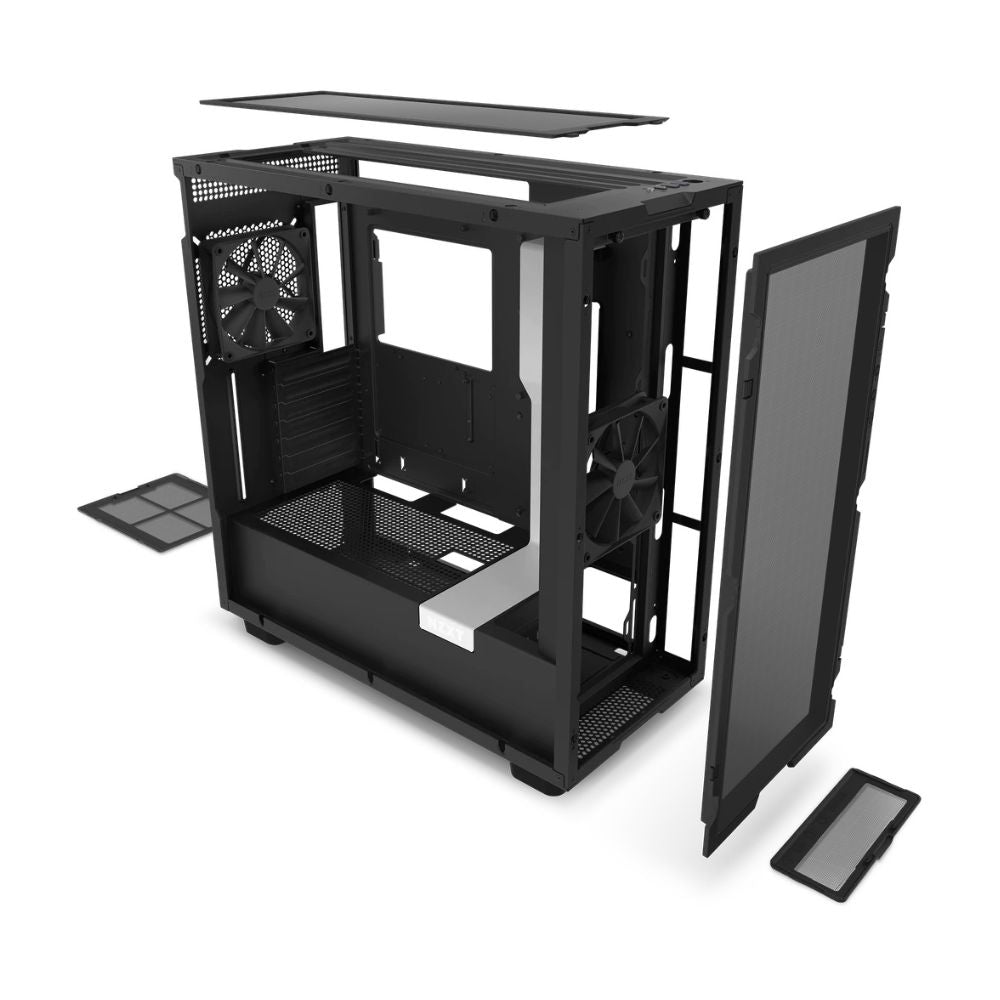 Gabinete NZXT H7 Flow con Ventana Midi-Tower Mini-ITX/Micro-ATX/ATX/EATX USB 3.0 sin Fuente 2 Ventiladores Instalados Negro/Blanco