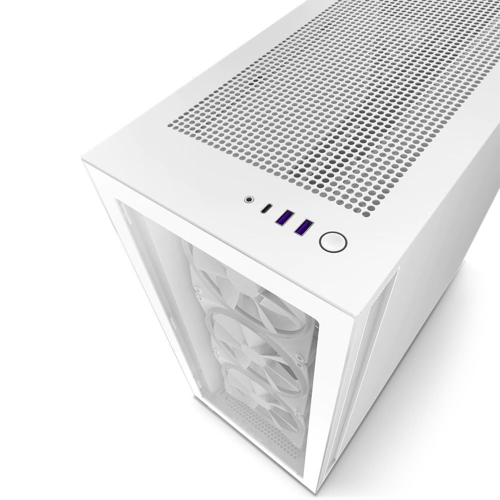 Gabinete NZXT H7 Elite con Ventana RGB Midi-Tower Mini-ITX/Micro-ATX/ATX/EATX USB 3.0 4 Ventiladores Blanco Mate