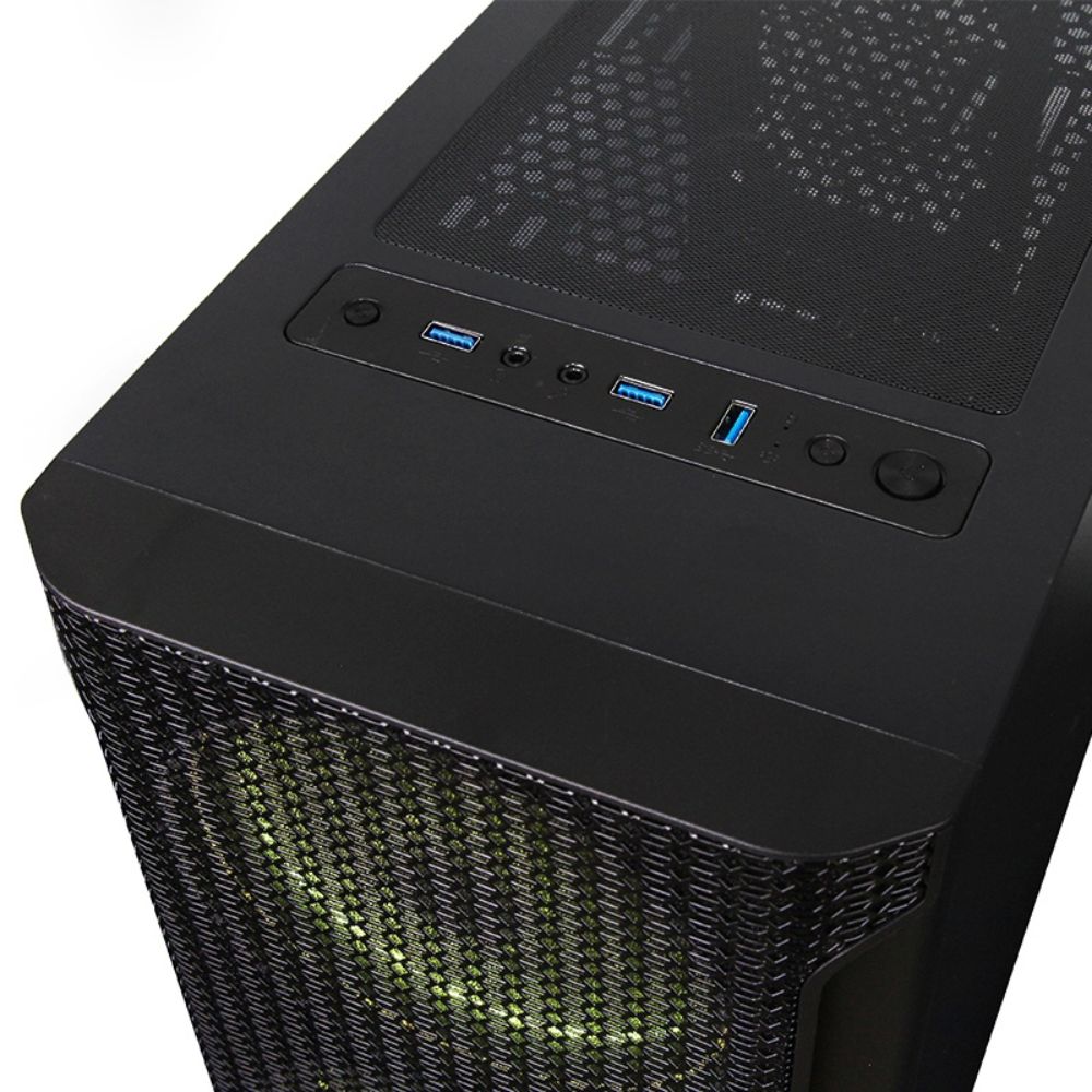Gabinete Yeyian Hollow 2500 con Ventana Midi-Tower ATX/EATX/ITX/Micro ATX USB 3.2 sin Fuente 3 Ventiladores ARGB Negro