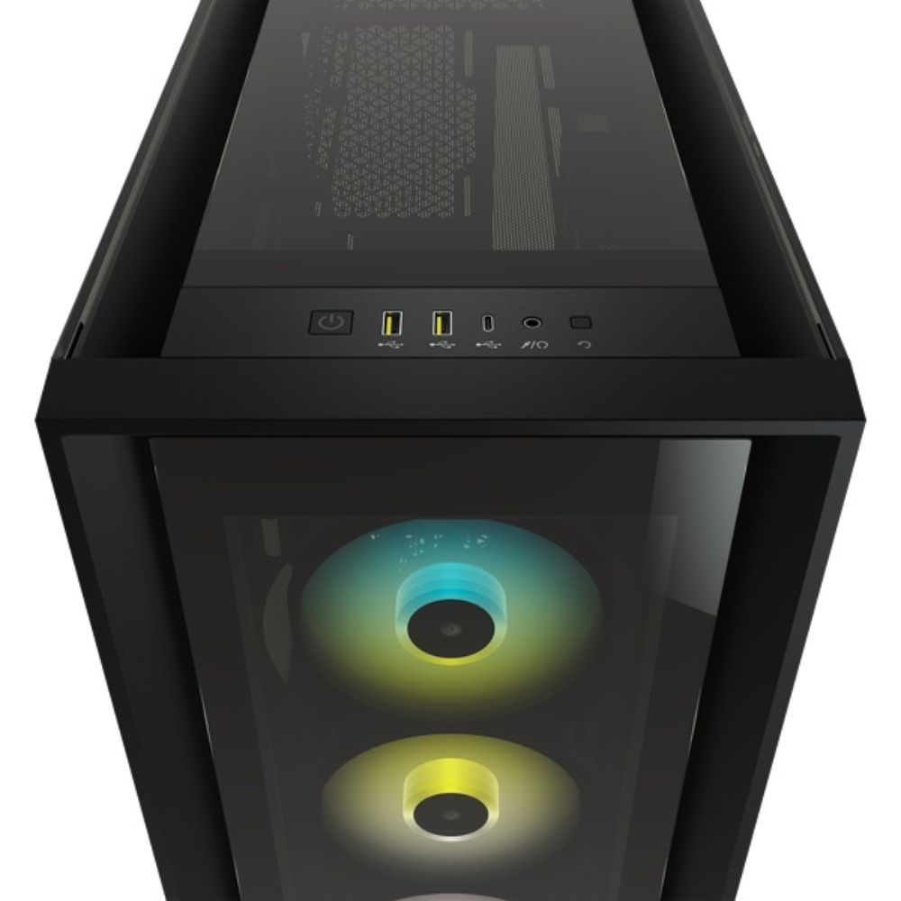 Gabinete Corsair iCUE 5000X con Ventana RGB Midi-Tower ATX/EATX/ITX USB 3.0 sin Fuente Negro