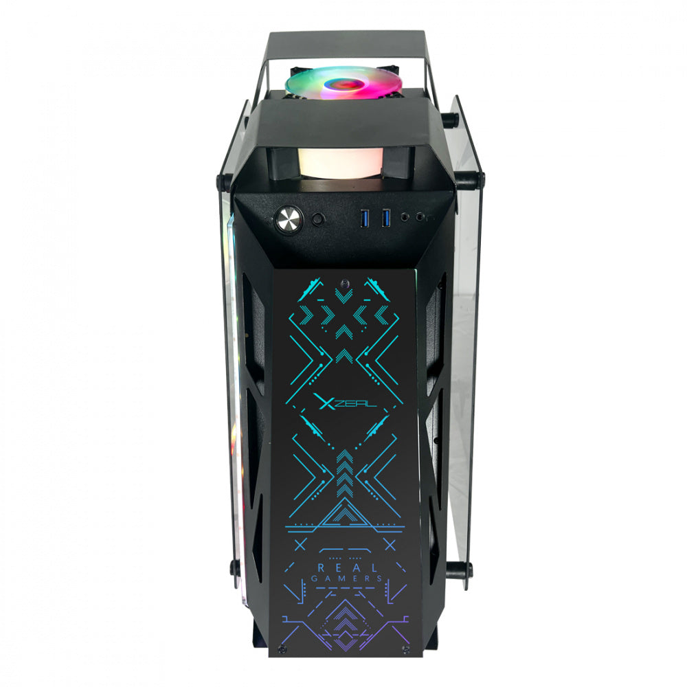 Gabinete Xzeal IR02 Mid Tower Micro-ATX/Mini-ITX 4 Ventiladores ARGB Instalados USB 3.0 Sin Fuente Negro