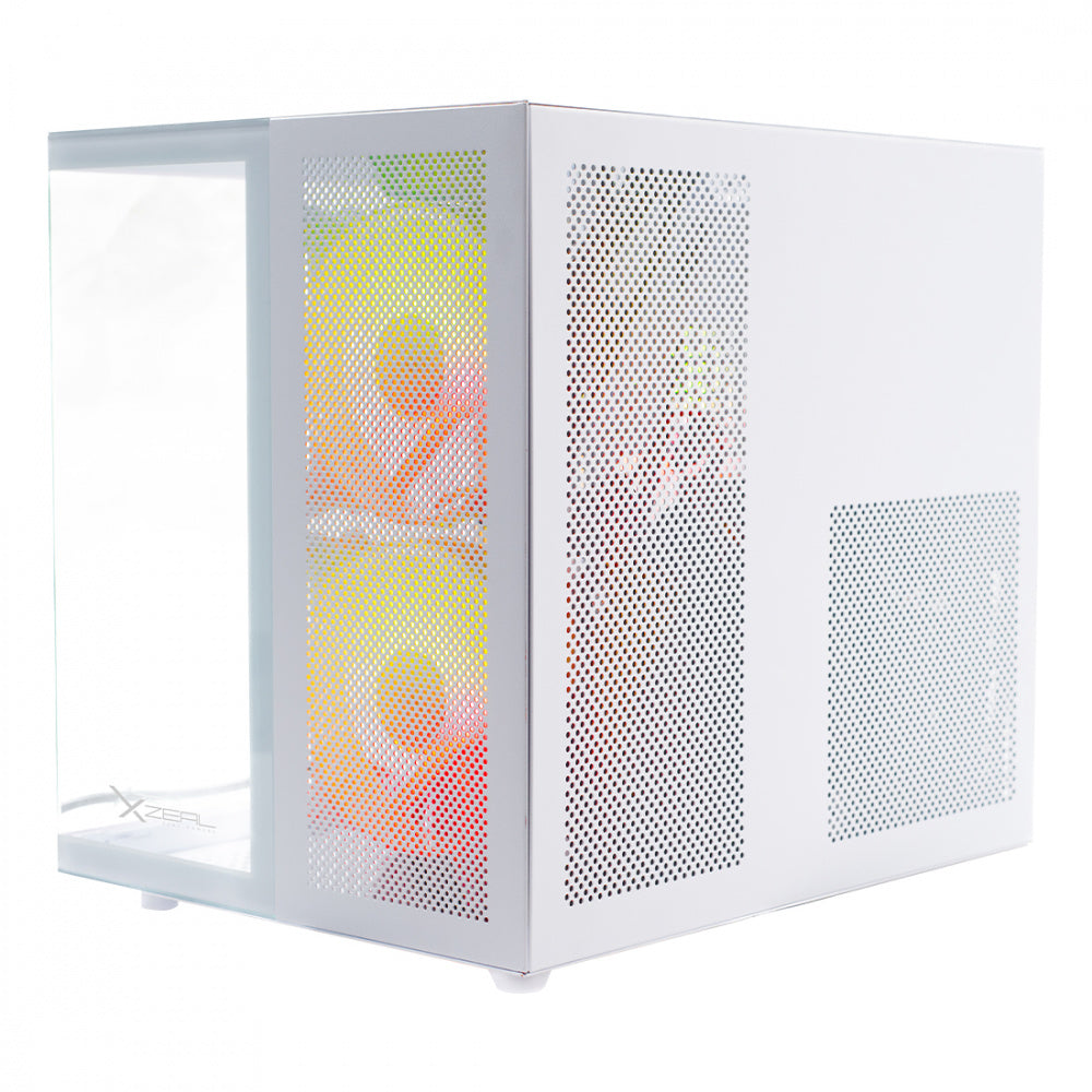 Gabinete Xzeal CXi1 Mini Tower Micro-ATX/Mini-ITX 3 Ventiladores ARGB Instalados USB 2.0/3.0 Sin Fuente Blanco