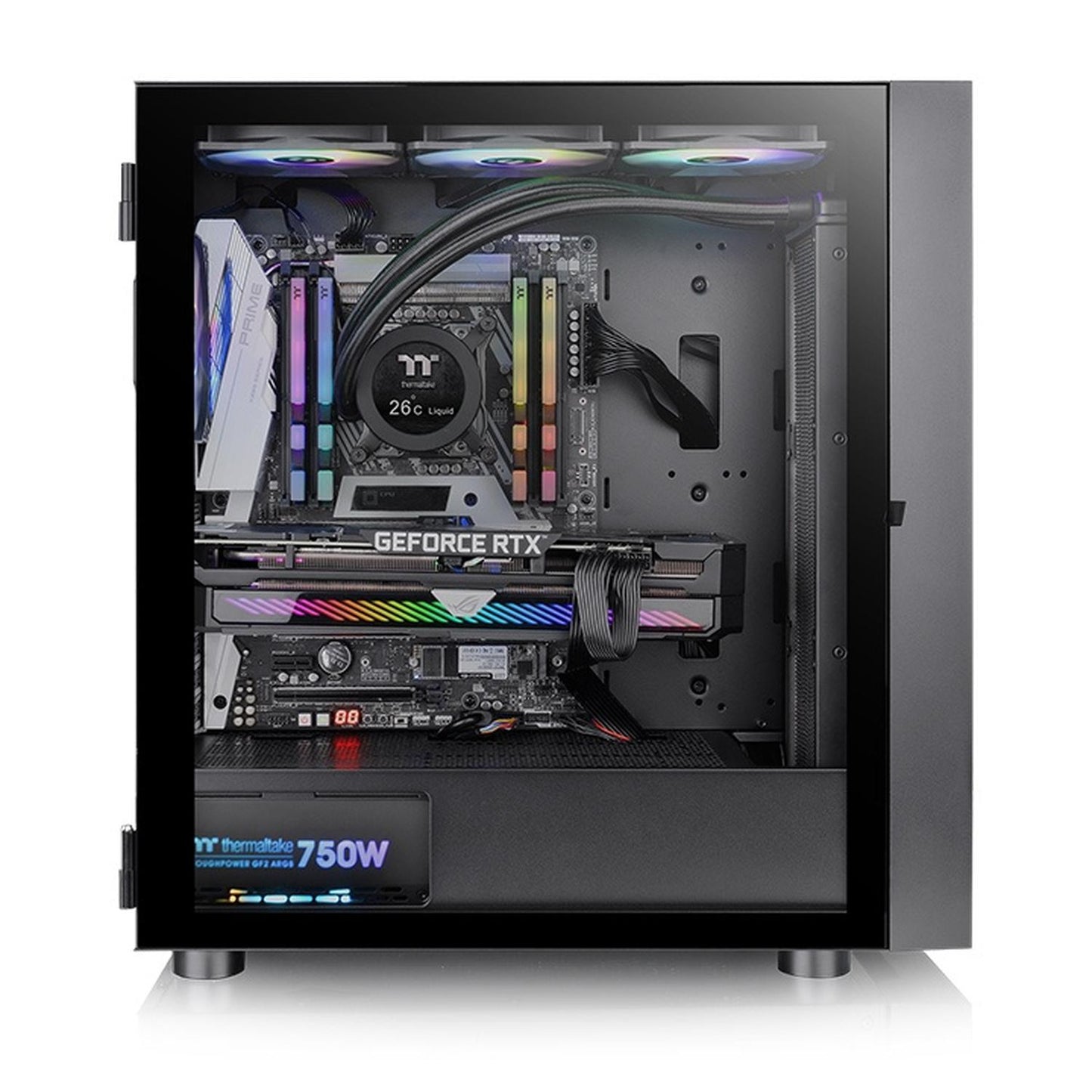 Gabinete Thermaltake H570 TG ARGB con Ventana, Midi-Tower, ATX/E-ATX/Micro ATX/Mini-ITX, USB 3.0, sin Fuente, 3 Ventiladores Instalados ARGB, Negro