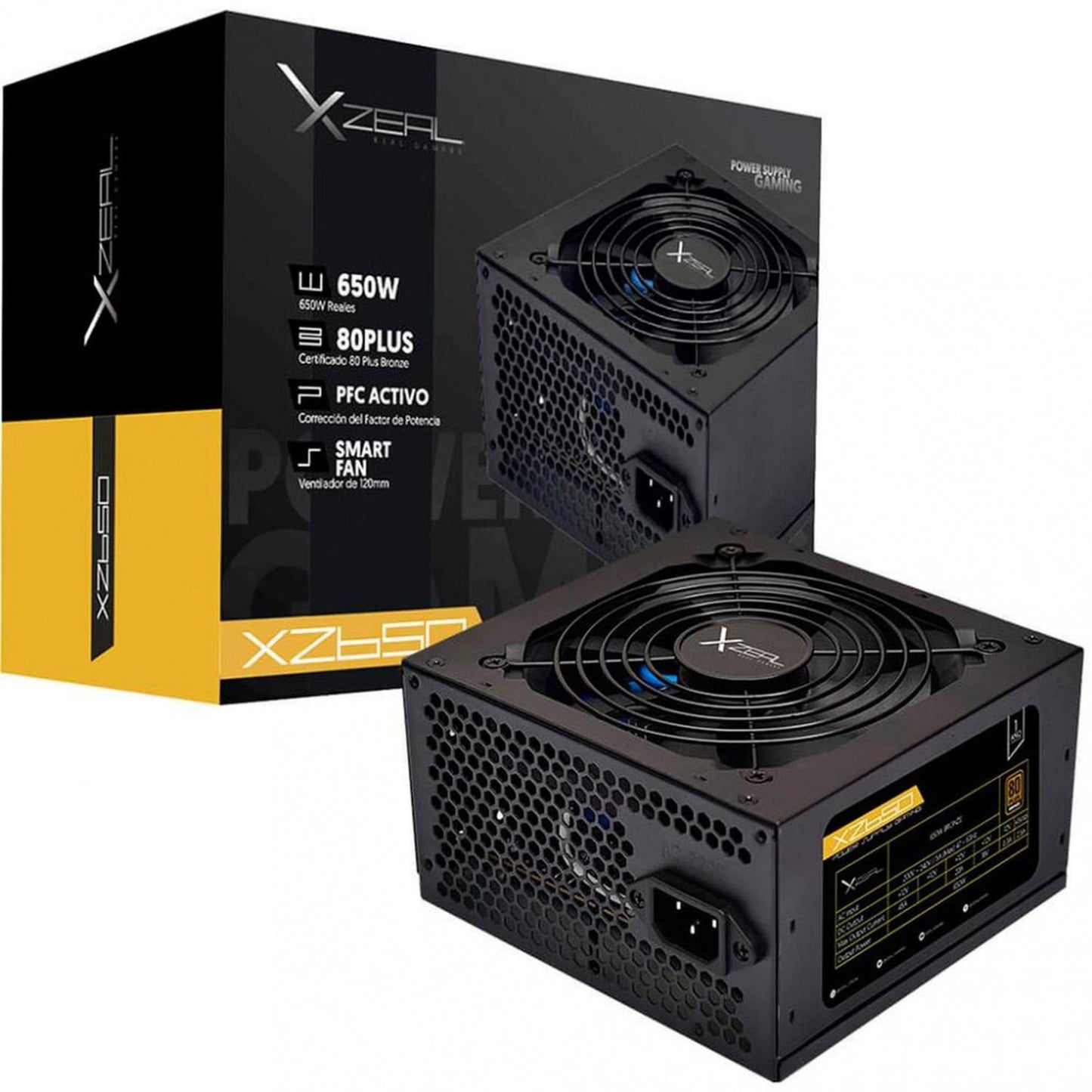 Fuente de Poder XZEAL XZPS650B 80 PLUS Bronze, 20+4 pin ATX, 120mm, 650W