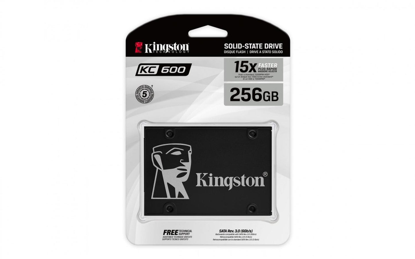 SSD Kingston KC600 NAND 3D TLC, 256GB, SATA III, 2.5'', 7mm