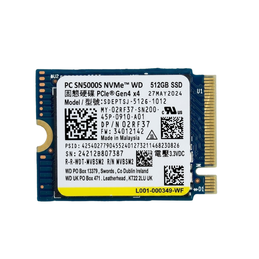 Unidad de Estado Sólido Western Digital PC SN530 | 512GB | M.2 2230 | NVMe