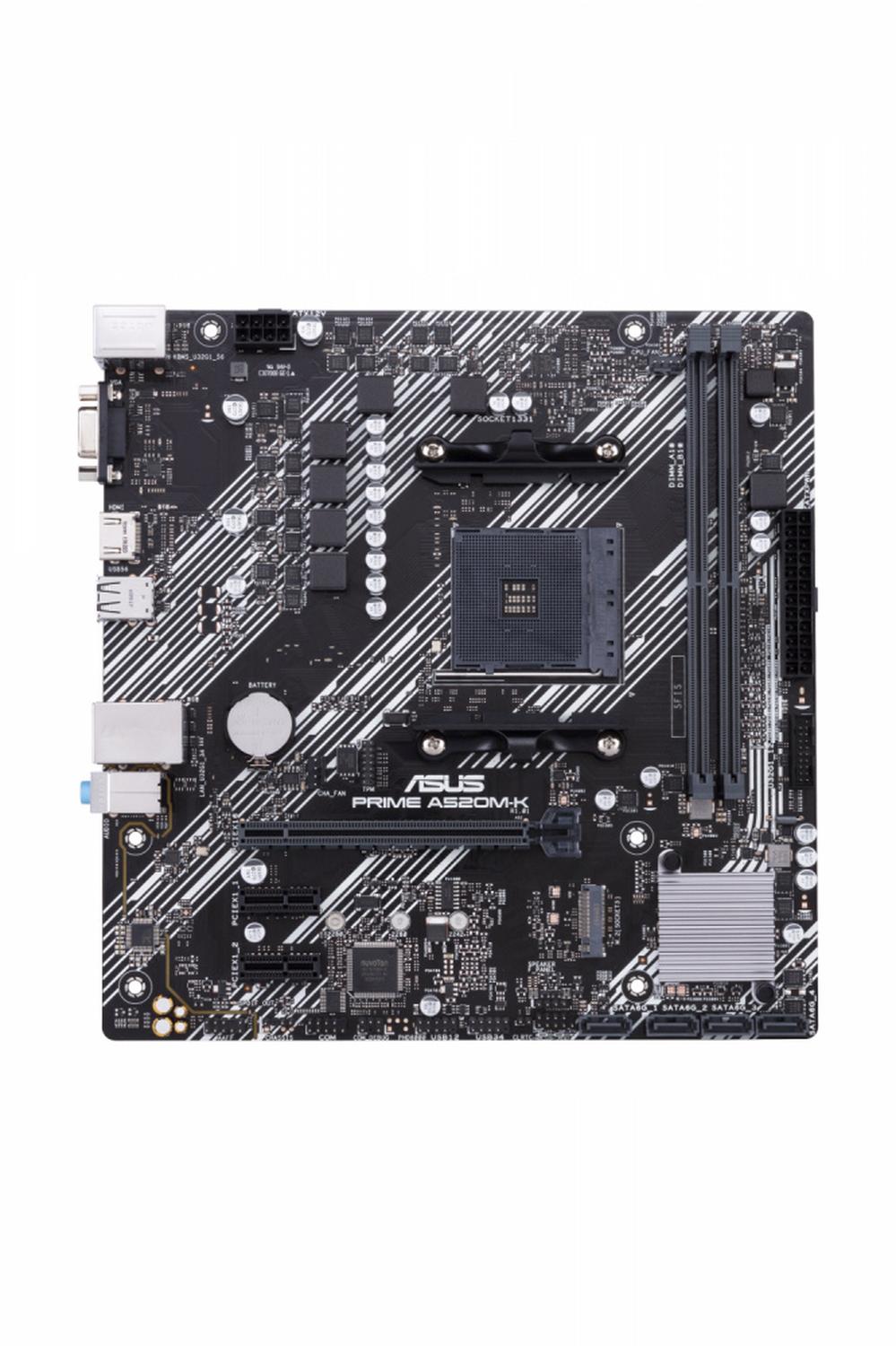 Tarjeta Madre ASUS micro ATX PRIME A520M-K, S-AM4, AMD A520, HDMI, 64GB DDR4 para AMD ― No es Compatible con Ryzen 5 3400G y Ryzen 3 3200G