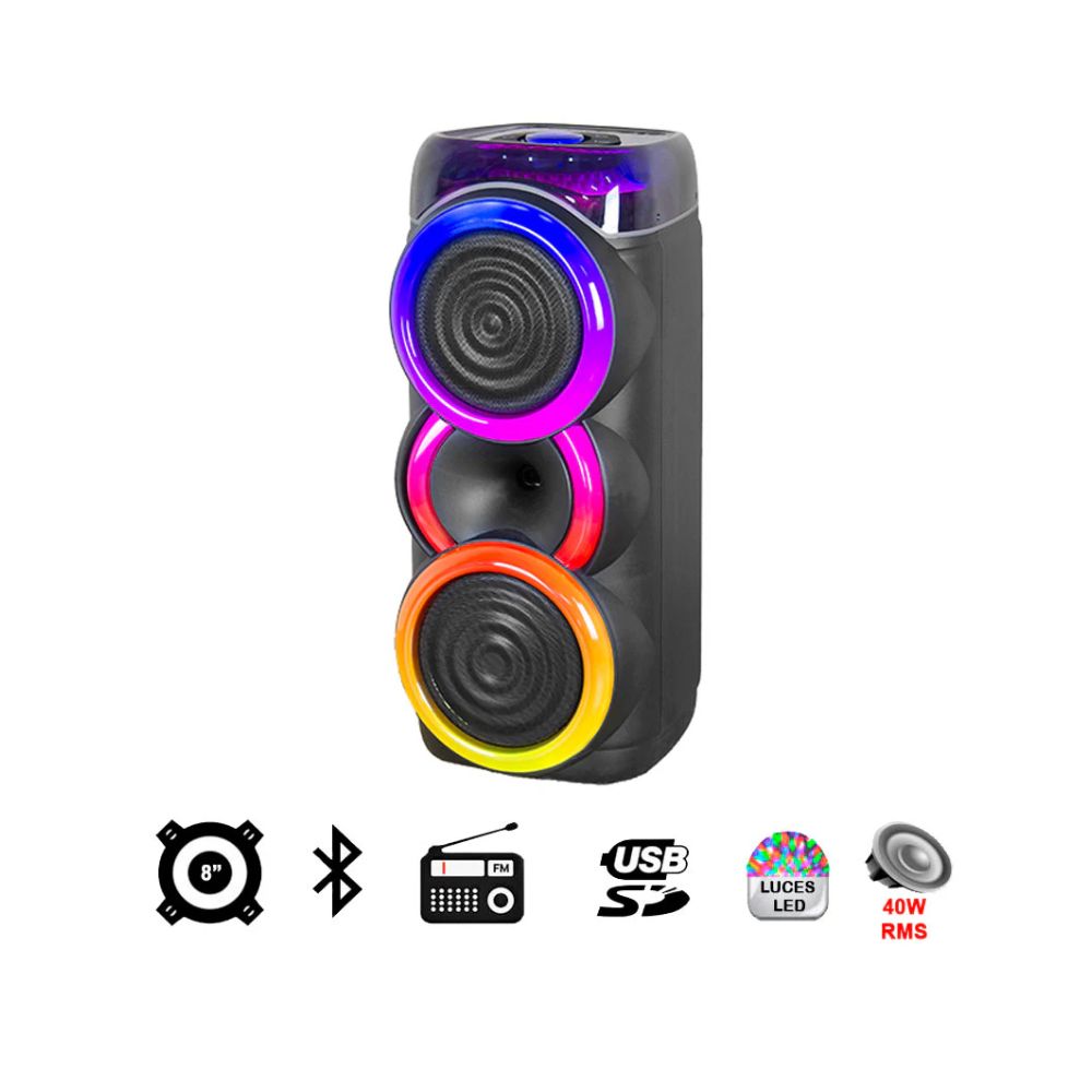 Bafle Linkbits 2x8" | Bluetooth | Recargable | LED | Alta Potencia