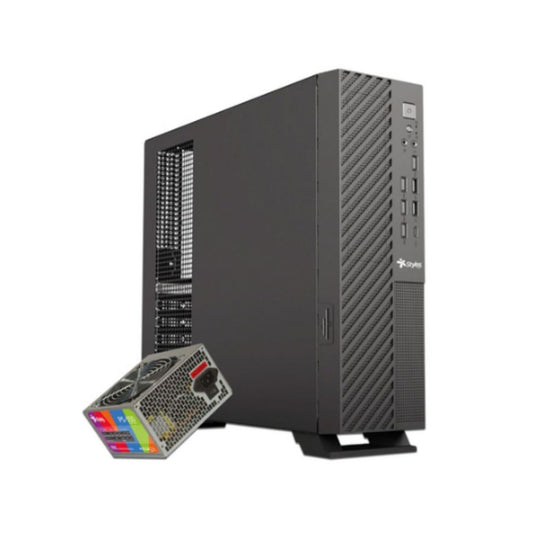 Gabinete Stylos Mince Slim Mini-Tower Negro con Fuente 550W