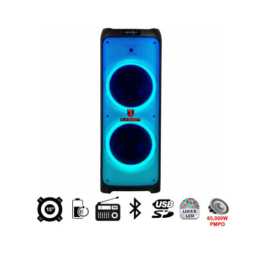 Bafle KSR One Body 2x15" | Bluetooth | Recargable | Alta Potencia Profesional