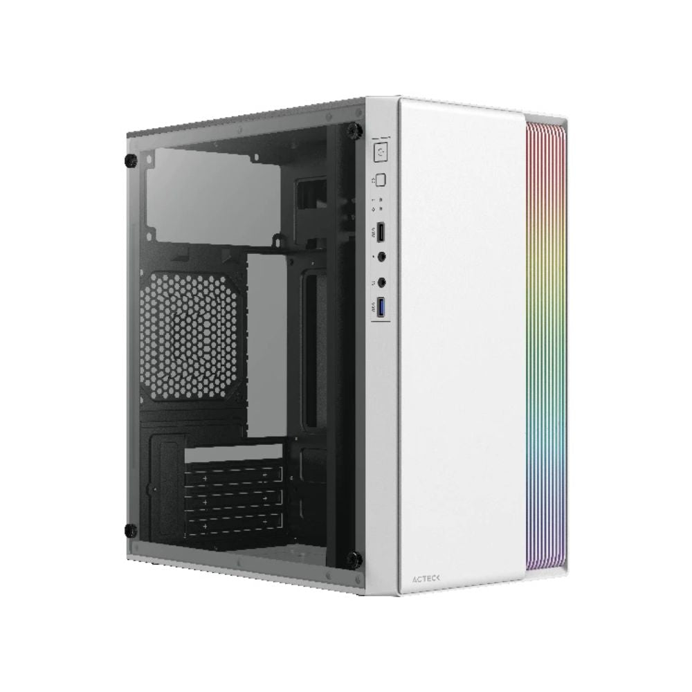 Gabinete Acteck Fusion II GI440, Micro-Tower, Micro-ATX/Mini-ITX, USB 2.0/3.0, con Fuente de 500W, sin Ventiladores Instalados, Blanco
