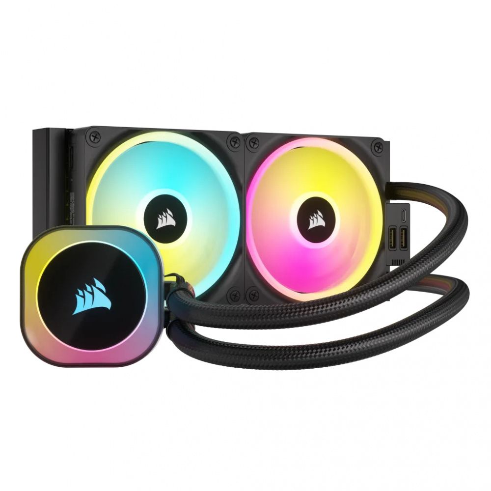 Enfriamiento Líquido Corsair iCUE Link H100i RGB AIO CPU 240mm 2x120mm hasta 2400RPM Negro