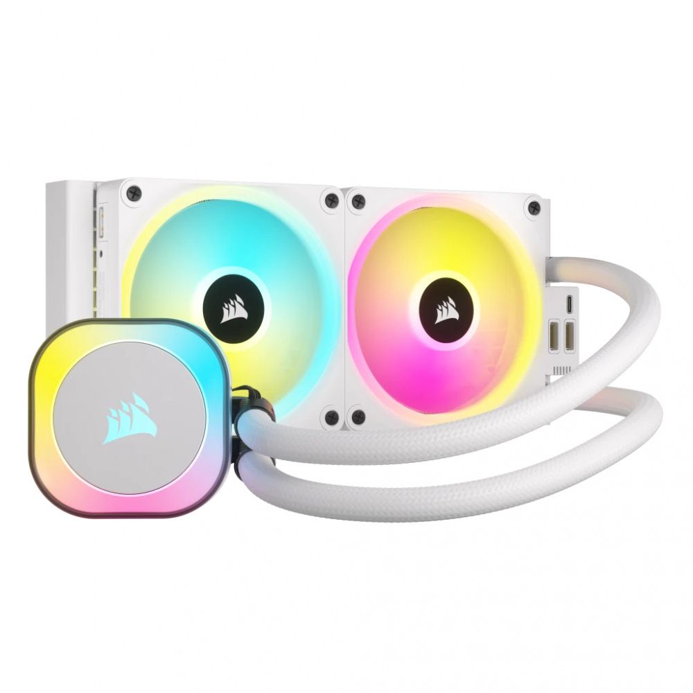 Enfriamiento Líquido Corsair iCUE Link H100i RGB AIO CPU 240mm 2x120mm hasta 2400RPM Blanco