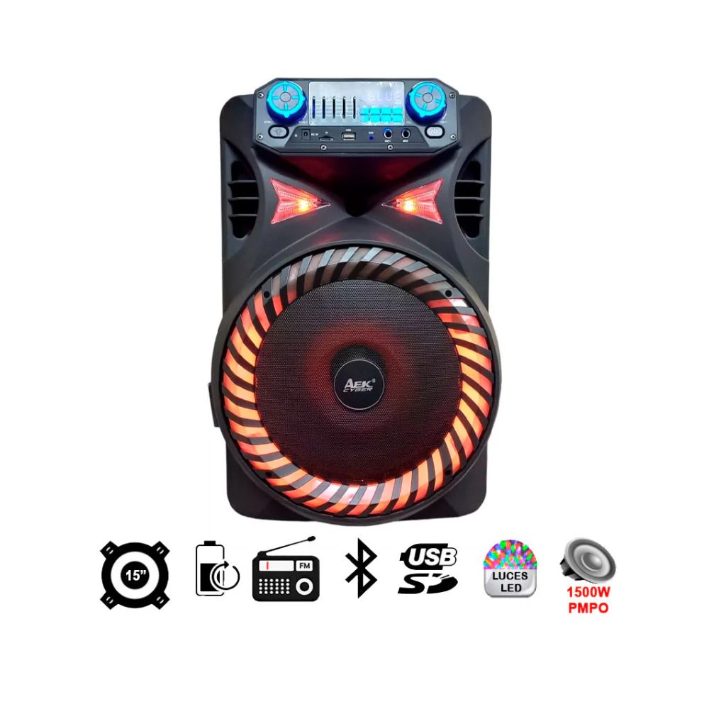 Bafle Linkbits 15" | 1500W PMPO | Bluetooth | Micrófono | Recargable