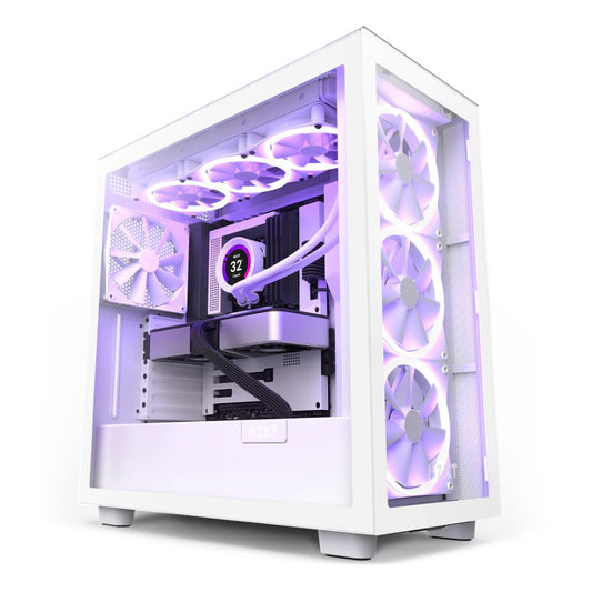Gabinete NZXT H7 Elite con Ventana RGB Midi-Tower Mini-ITX/Micro-ATX/ATX/EATX USB 3.0 4 Ventiladores Blanco Mate