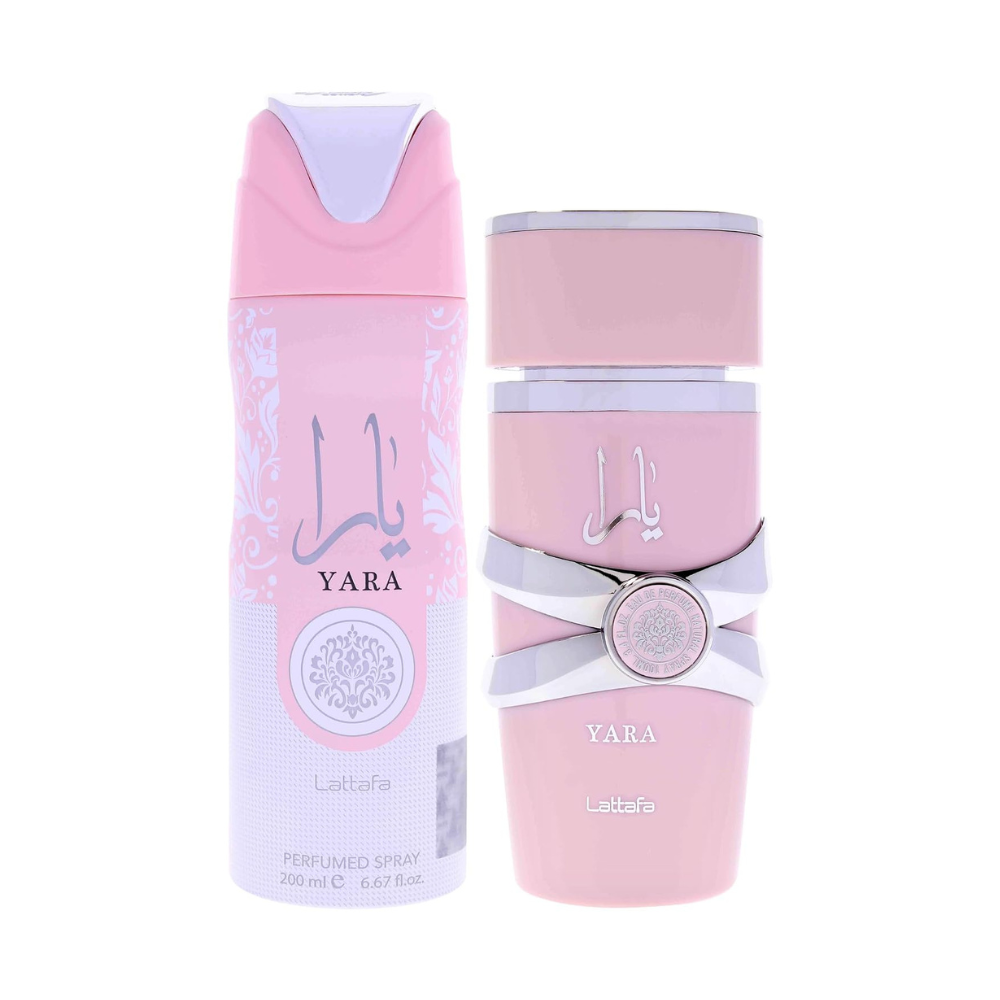 Set de Regalo Lattafa Yara para Mujer | 2 Piezas (EDP 100ml + Body Spray 200ml) | Fragancia Árabe Premium