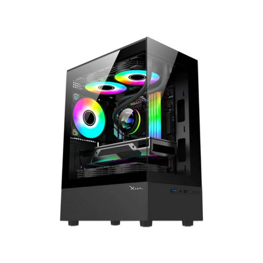 Gabinete Xzeal X-Zynergy Negro | Midi Tower | Micro-ATX/Mini-ITX | USB 2.0/3.0 | Sin Fuente | 3 Ventiladores