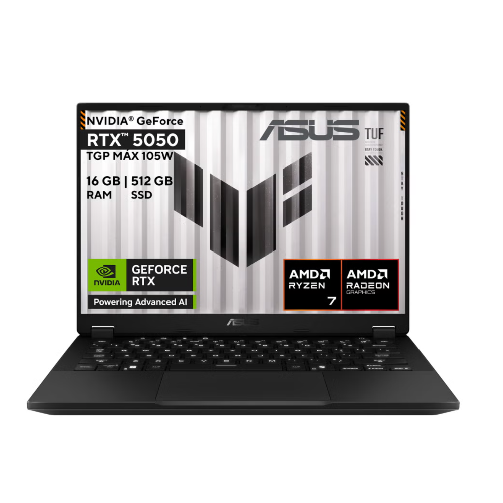 Laptop Asus TUF Gaming A14 14" | WQXGA 165Hz | AMD Ryzen 7 260 NPU 16 TOPS | 16GB RAM | 512GB SSD | NVIDIA RTX 5050 8GB | Windows 11 | Español