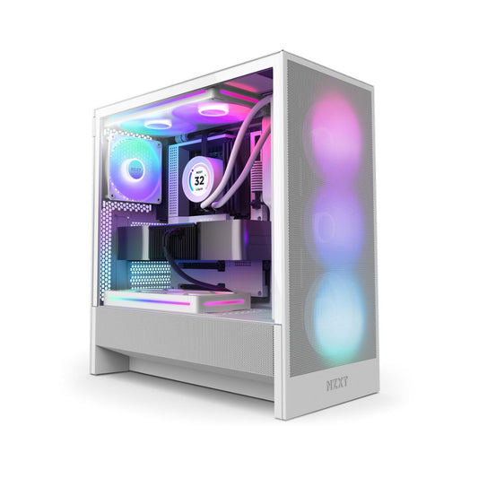 Gabiente NZXT H5 Flow RGB Blanco | Midi Tower | ATX/EATX/Micro-ATX/Mini-ITX | USB 3.0 | Sin Fuente | 2 Ventiladores