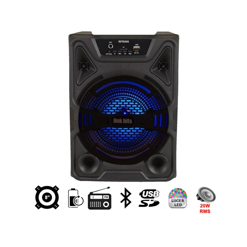 Bafle Linkbits 8 Pulgadas | Bluetooth | 20W RMS | Portátil