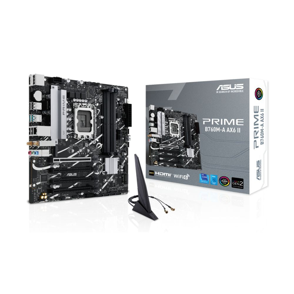 Tarjeta Madre ASUS PRIME B760M-A AX6 II | Micro-ATX | LGA1700 | DDR5 192GB | HDMI/DP | WiFi 6