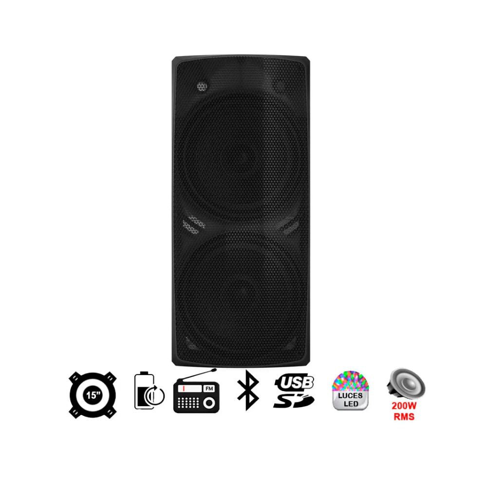 Bafle Dolphin SPX-290RBT | Bluetooth | Dual 15" | Luces LED