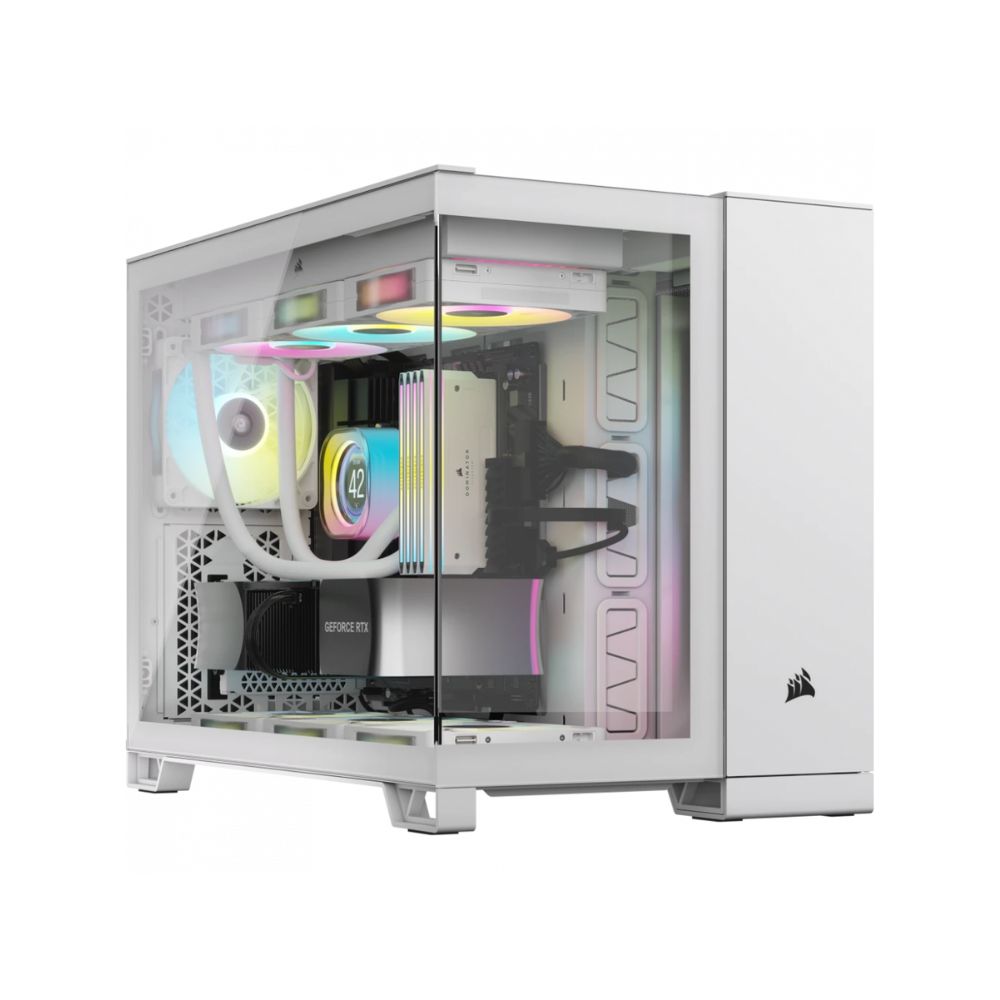 Gabinete Corsair iCUE LINK 2500X RGB, Micro-Tower, Micro-ATX/Mini-ITX, USB 3.0, sin Fuente, 2 Ventiladores Instalados, Blanco